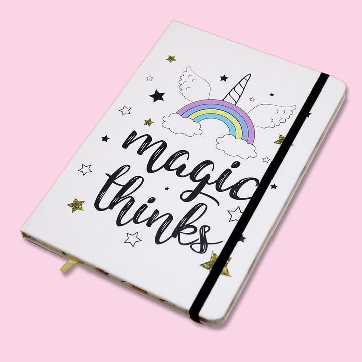 Unicorn Theme Journal Notebook Magic Thinks White Base - thestationerycompany.pk