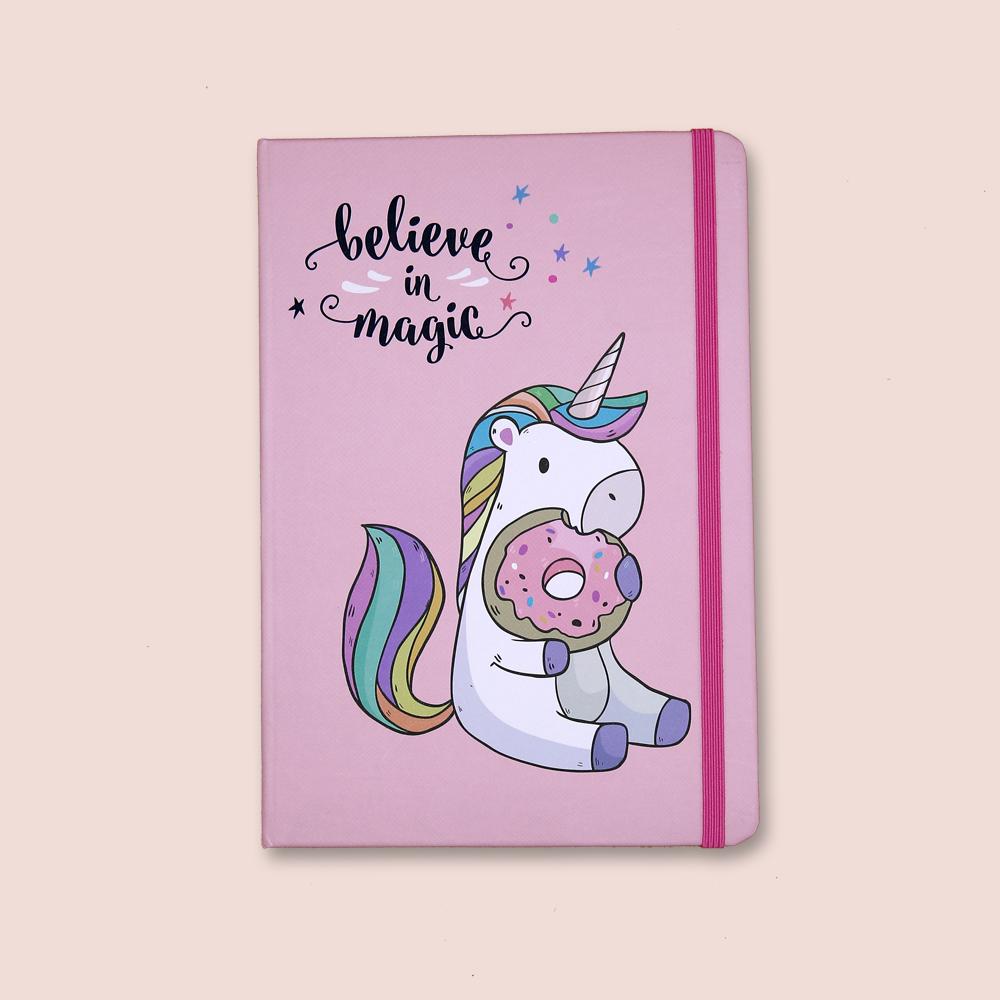 Unicorn Theme Journal Notebook Believe in Magic Pink Base - thestationerycompany.pk