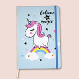 Unicorn Theme Journal Notebook Believe in Magic Blue Base - thestationerycompany.pk