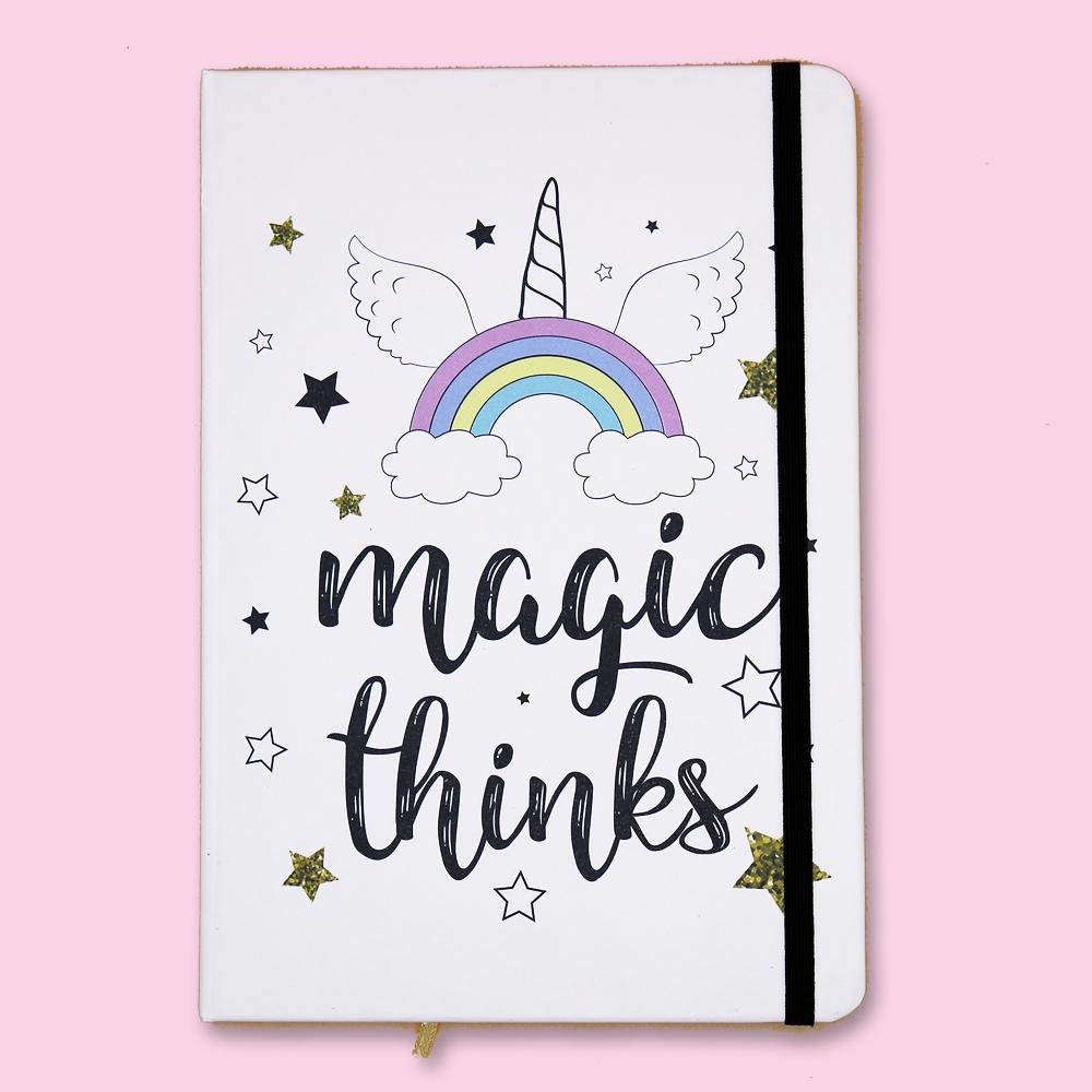 Unicorn Theme Journal Notebook Magic Thinks White Base - thestationerycompany.pk