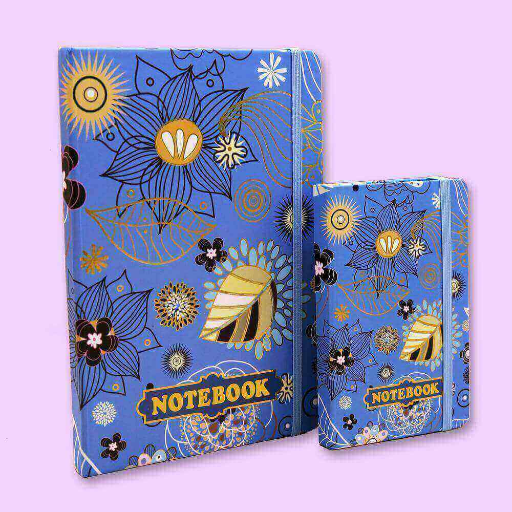 Floral Doodles Foil Journals Notebook Base Blue