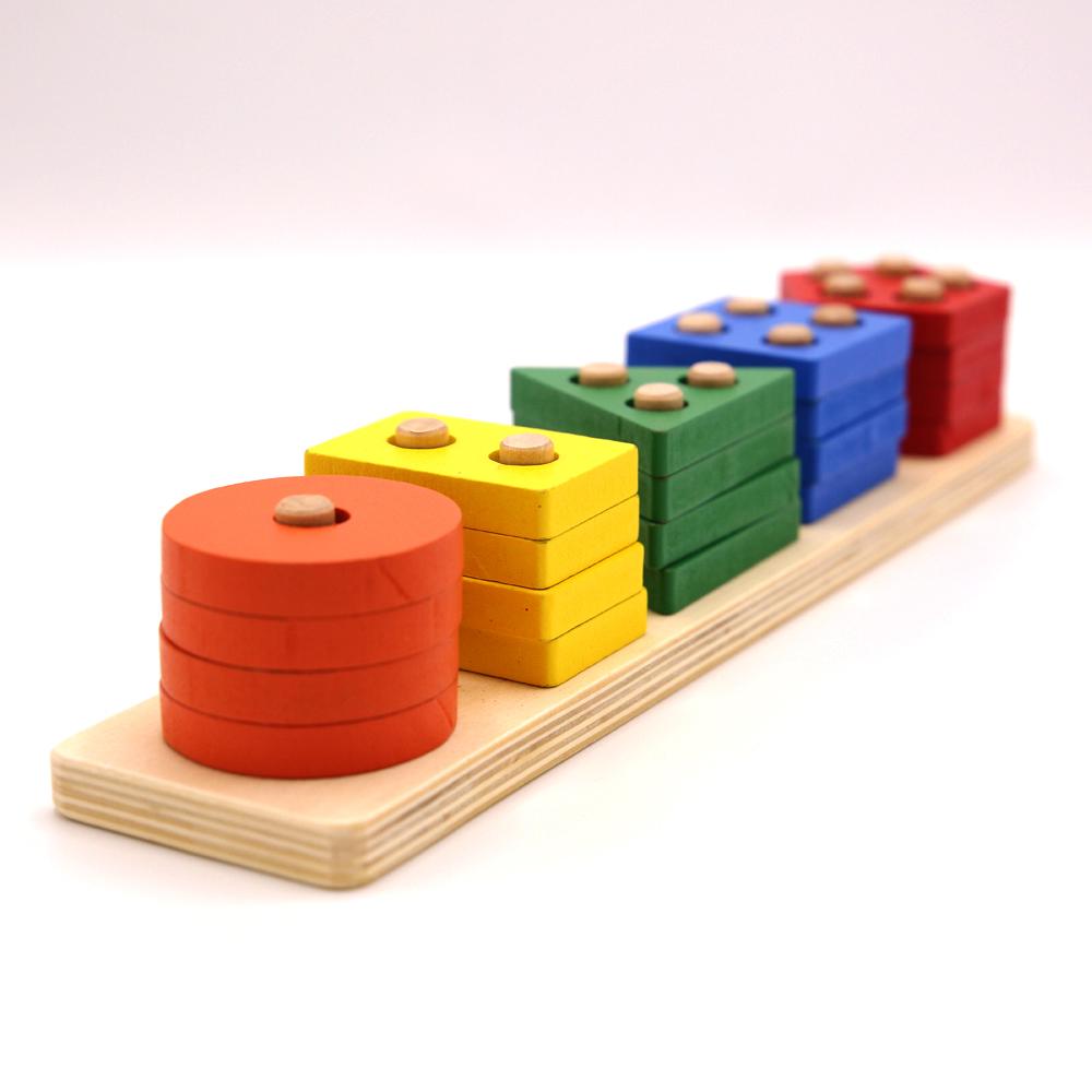 Geometric Shape Block Educational Wooden Toys - thestationerycompany.pk