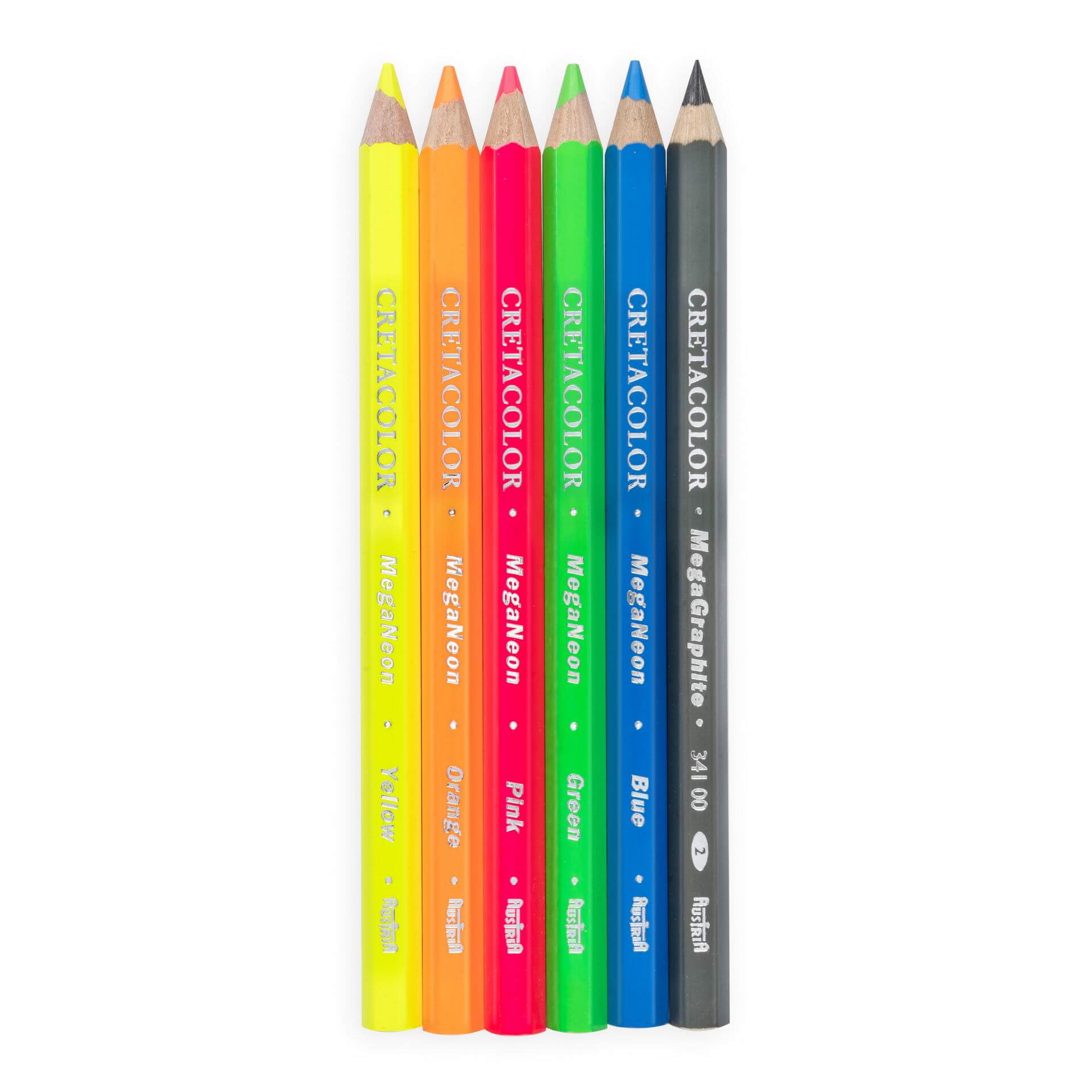 Cretacolor Artist Studio Mega Pencils – Neon & Graphite Set Of 6