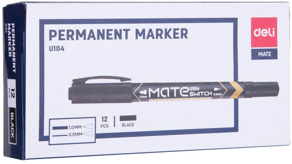 Deli Dual Tip Permanent Marker Black U10420