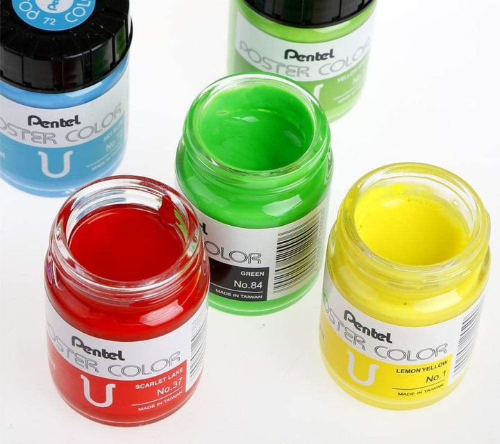Pentel Poster Colors Paint Set 6 Colors 30ml - thestationerycompany.pk