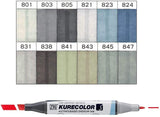 ZIG Kurecolor Gray Color Drawing Marker Set Of 6 Pcs - thestationerycompany.pk