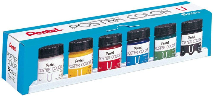 Pentel Poster Colors Paint Set 6 Colors 30ml - thestationerycompany.pk