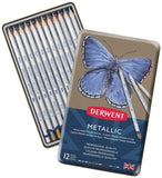 Derwent Metallic Watercolour Pencils Tin Pack Of 12 - thestationerycompany.pk