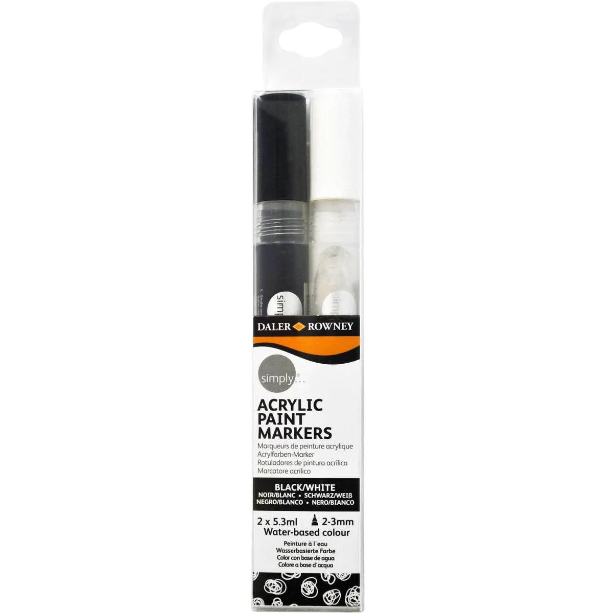 Daler Rowney Black & White Simply Acrylic Paint Markers Set Of 2