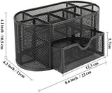 Metal Mesh Desk Organizer 9 Compartments with Drawer