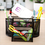 Metal Mesh Desk Organizer 9 Compartments with Drawer