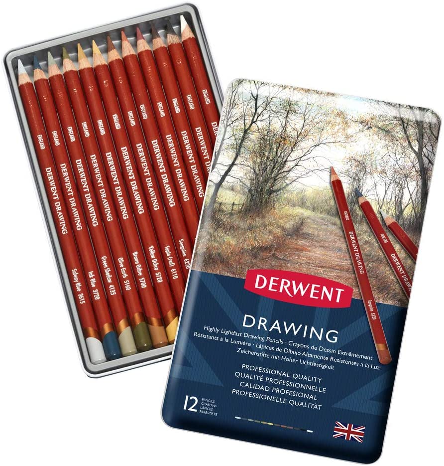 Derwent Drawing Color Pencil Tin Pack Of 12 - thestationerycompany.pk