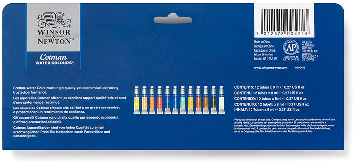 Winsor Newton Cotman Watercolor Paint Set Of 12 8ml Tubes - thestationerycompany.pk