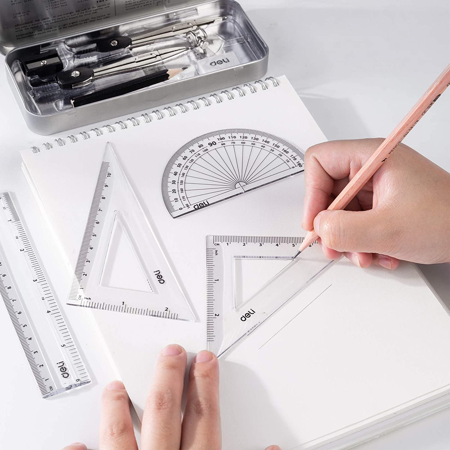 Deli Orbit Compass Metal Geometry Box EG30695 – thestationerycompany.pk