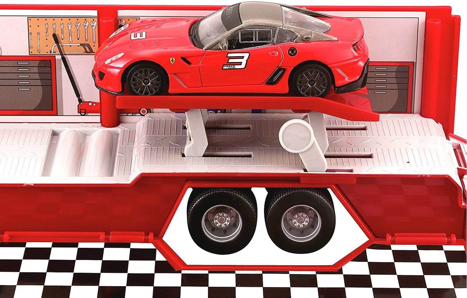 Bburago Ferrari Race And Play Racing Hauler Set with 1 Car - thestationerycompany.pk
