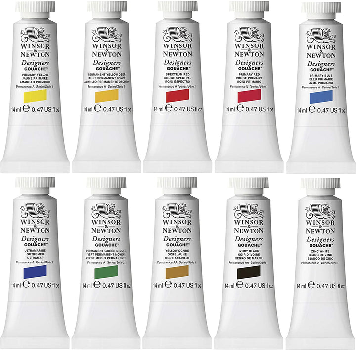 Winsor Newton Designers Gouache Paint Introductory Set Of 10 14ml Tube - thestationerycompany.pk