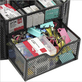 Metal Mesh Desk Organizer 9 Compartments with Drawer