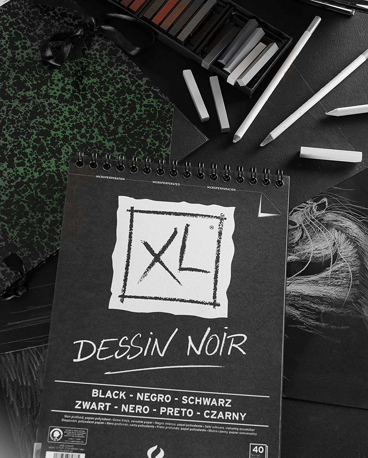 Canson XL Dessin Noir Black Paper Sketch Pad - thestationerycompany.pk