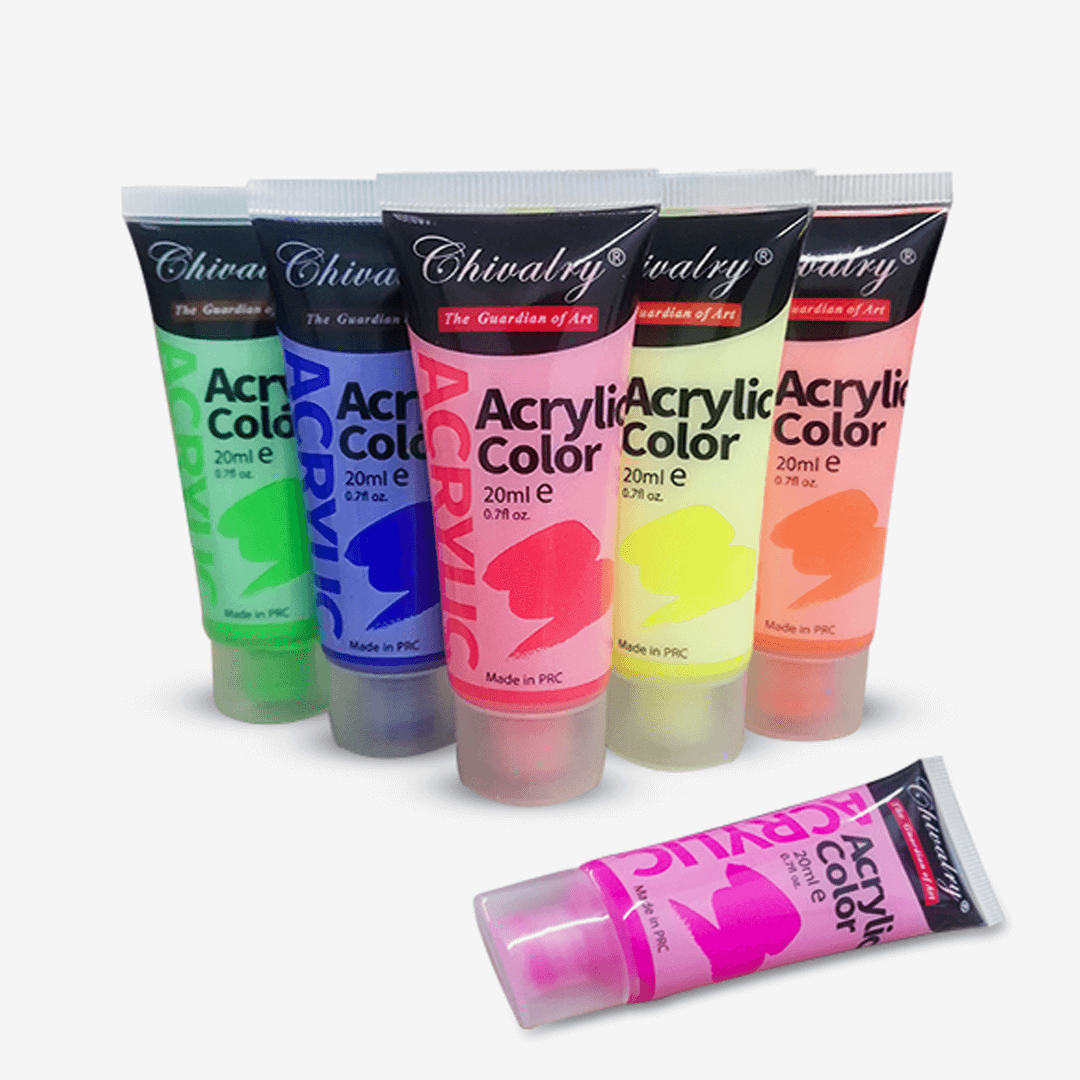 Chivalry Fluorescent Acrylic Colours 6 Pcs
