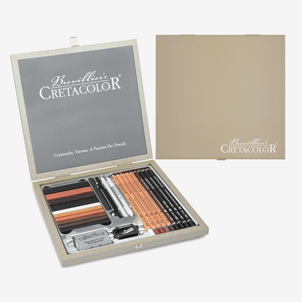 Cretacolor Passion Wooden Box Sketching and Drawing Set Of 25 Piece