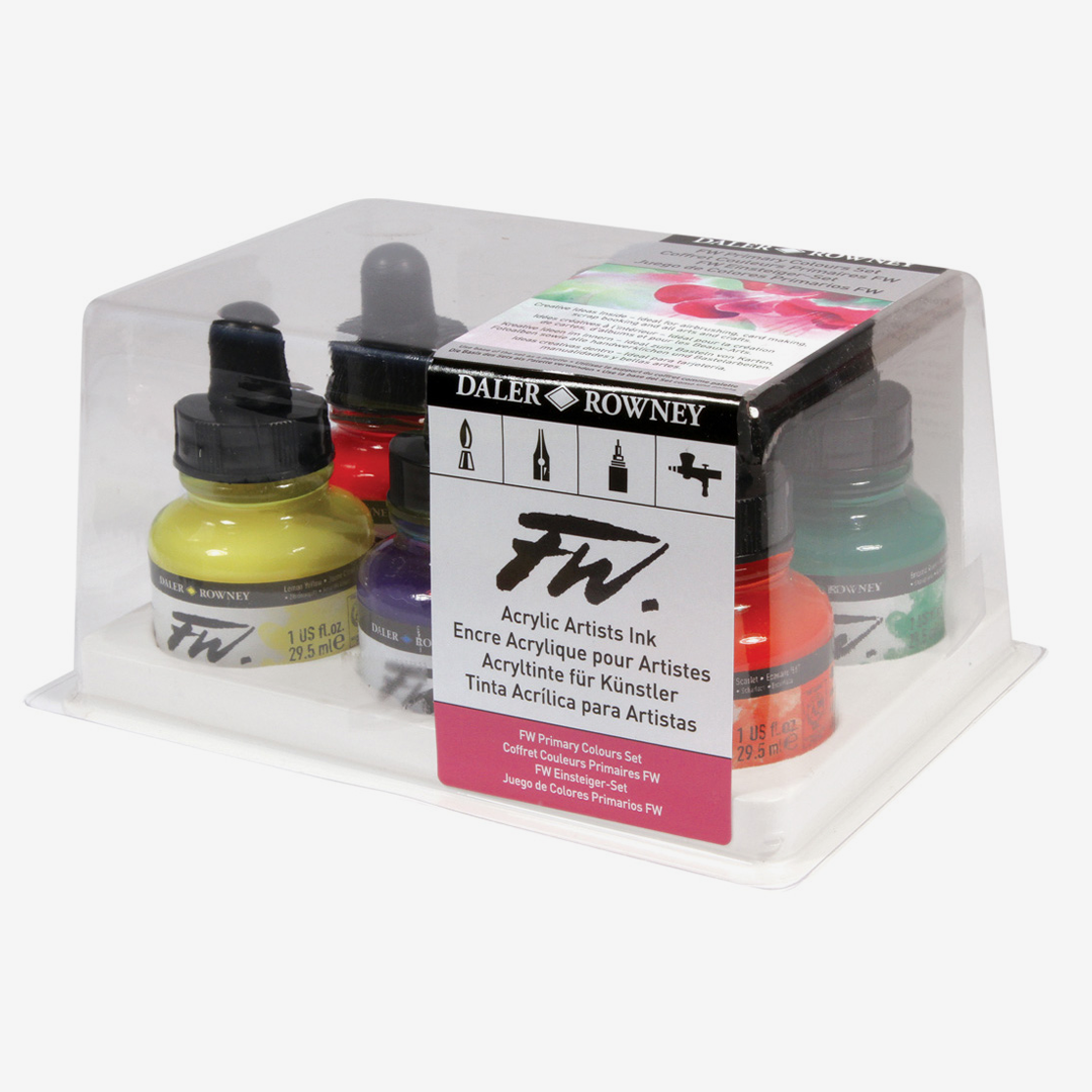 Daler Rowney FW Acrylic Primary Colours Inks 29.5ml Set Of 6