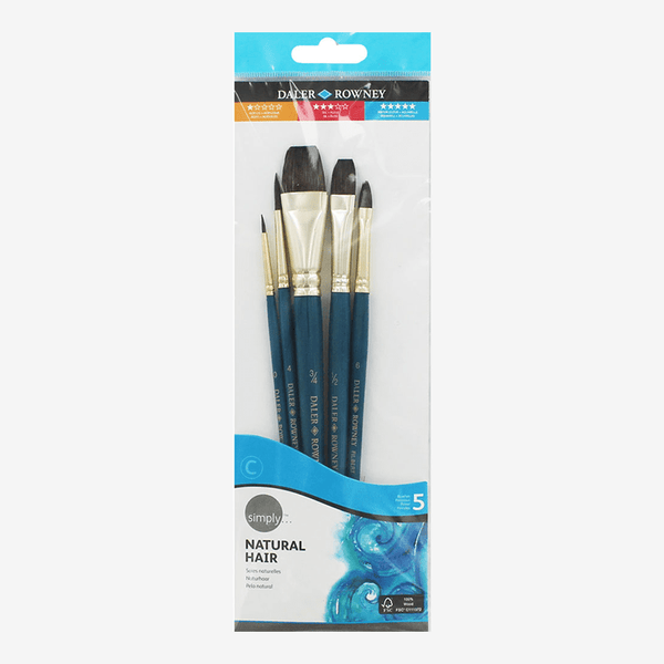 Daler-Rowney Natural Hair Brush Set Of 5 Piece - thestationerycompany.pk