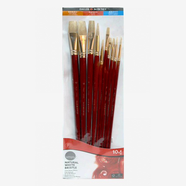 Daler Rowney Simply Natural White Bristle Pack Of 10