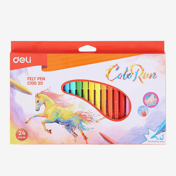 Deli Wateroclor Felt Pen 24 Colors Box EC10020 - thestationerycompany.pk