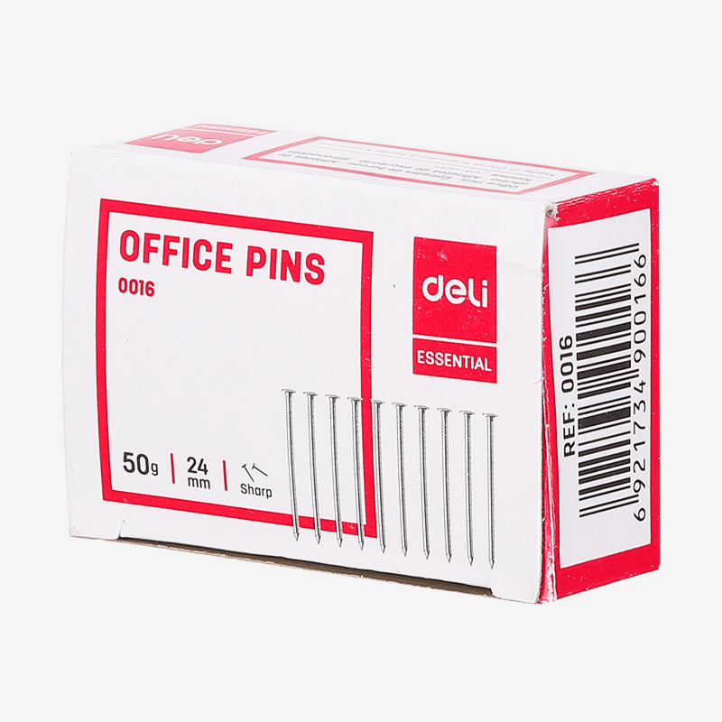 Deli Office Pin 24mm Nickel Plated Box E0016 - thestationerycompany.pk