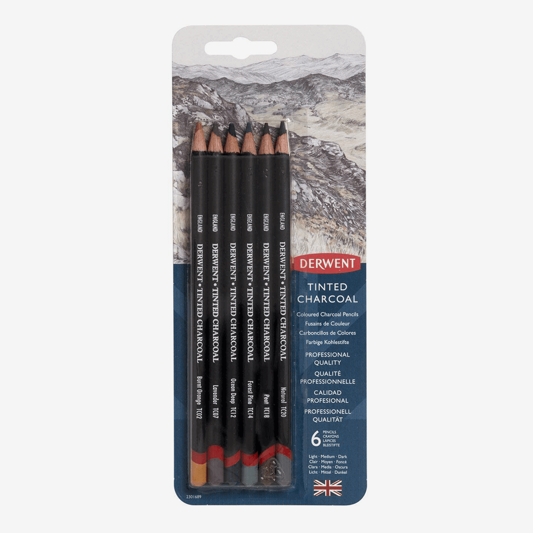 Derwent Tinted Charcoal Pencils Blister Pack Of 6