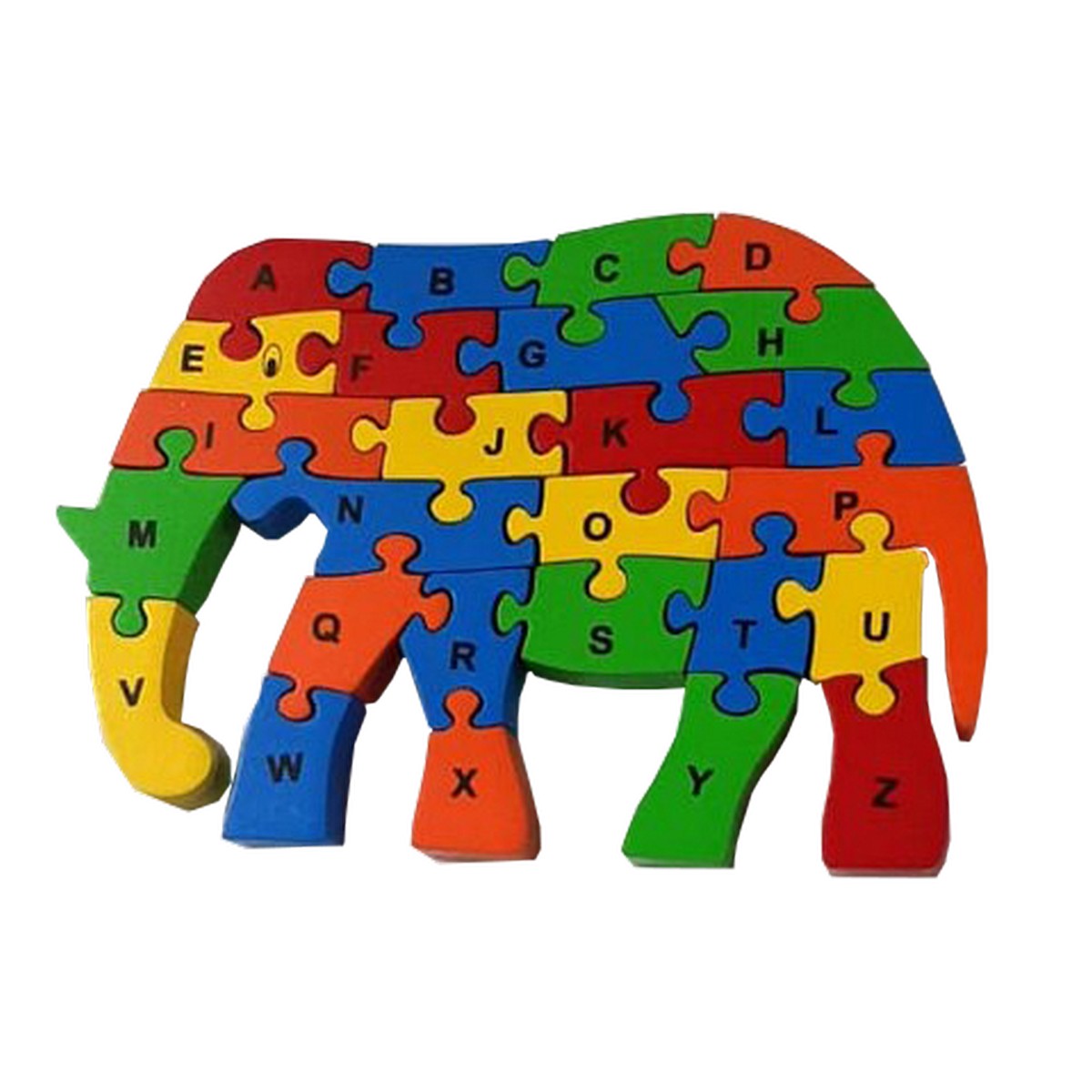 Elephant Wooden Puzzle with A-Z Alphabet and Numbers