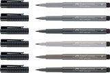 Faber Castell Pitt Artist Pen Brush Shades of Grey - Wallet of 6 - thestationerycompany.pk