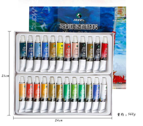 MARIES Oil Painting Color 12ml 24Pcs - thestationerycompany.pk