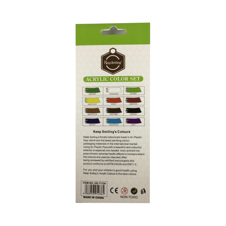 Keep Smiling Acrylics Paints Tubes Pack Of 12 - thestationerycompany.pk