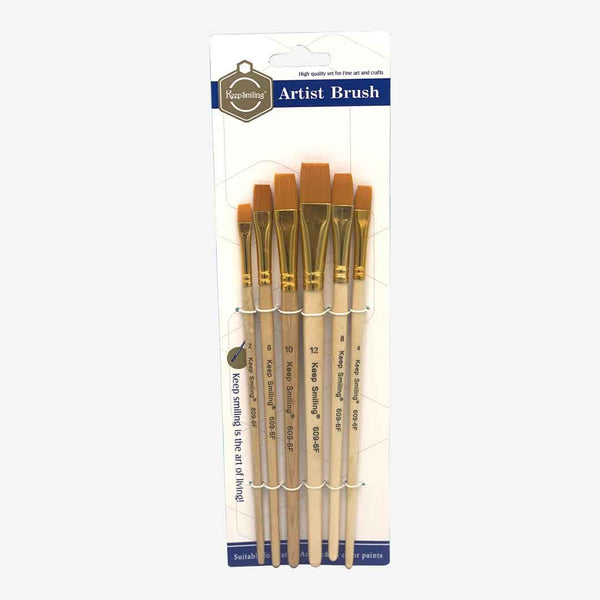 Keep Smiling Flat Artist Brush Set Of 6