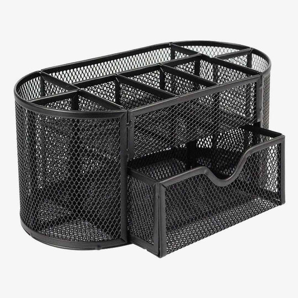 Metal Mesh Desk Organizer 9 Compartments with Drawer