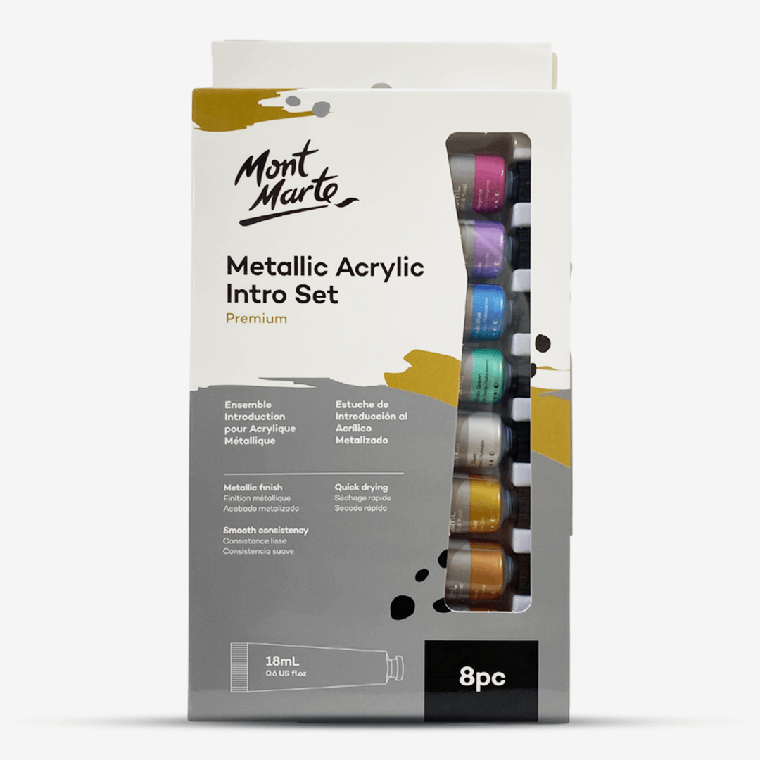 Mont Marte Metallic Acrylic Paint 18 ml Tubes Set Of 8 Pieces
