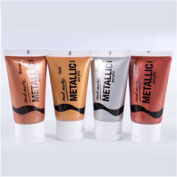 Mont Marte Metallic Acrylic Paints 50ml Pack of 4