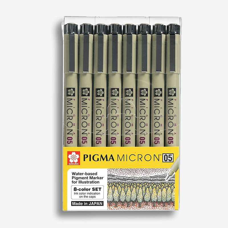 Sakura Pigma Micron Colored Pen 0.5 Set Of 8