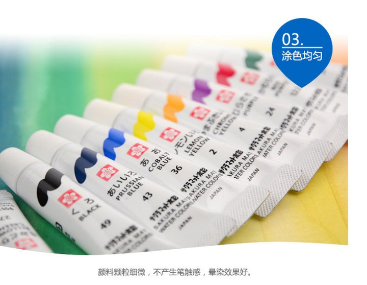 Sakura Mat Watercolor Pack of 12-24 5ml Tube - thestationerycompany.pk