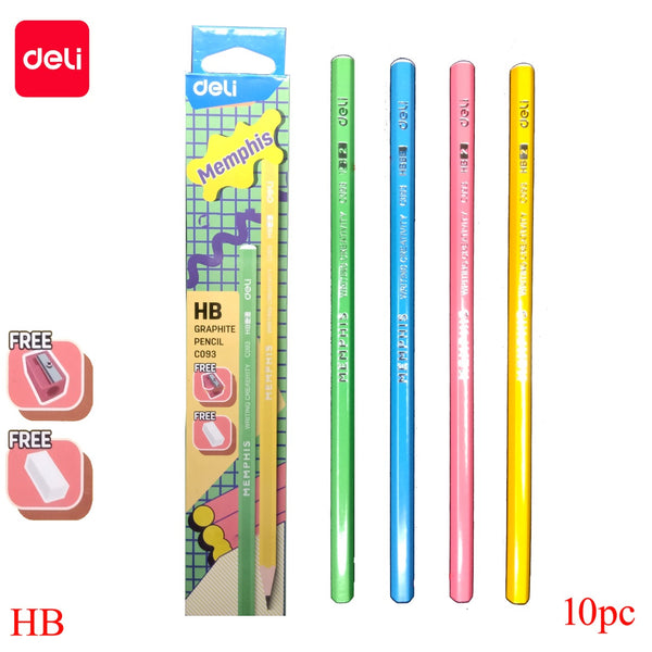 Deli HB Graphite Pencils C093 with Eraser and Sharpener