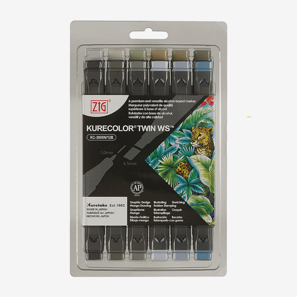 ZIG Kurecolor Gray Color Drawing Marker Set Of 6 Pcs - thestationerycompany.pk
