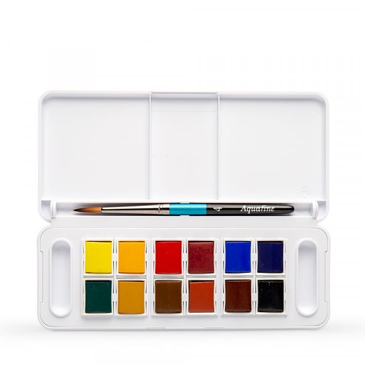 Daler Rowney Aquafine Transparent Watercolor Travel Set of 12 - thestationerycompany.pk