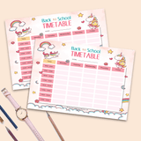 Unicorn Back To School Time Table Style Two