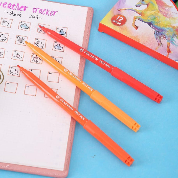 Deli EC10000 Watercolor Felt Pen 1.0MM 12 Color - thestationerycompany.pk