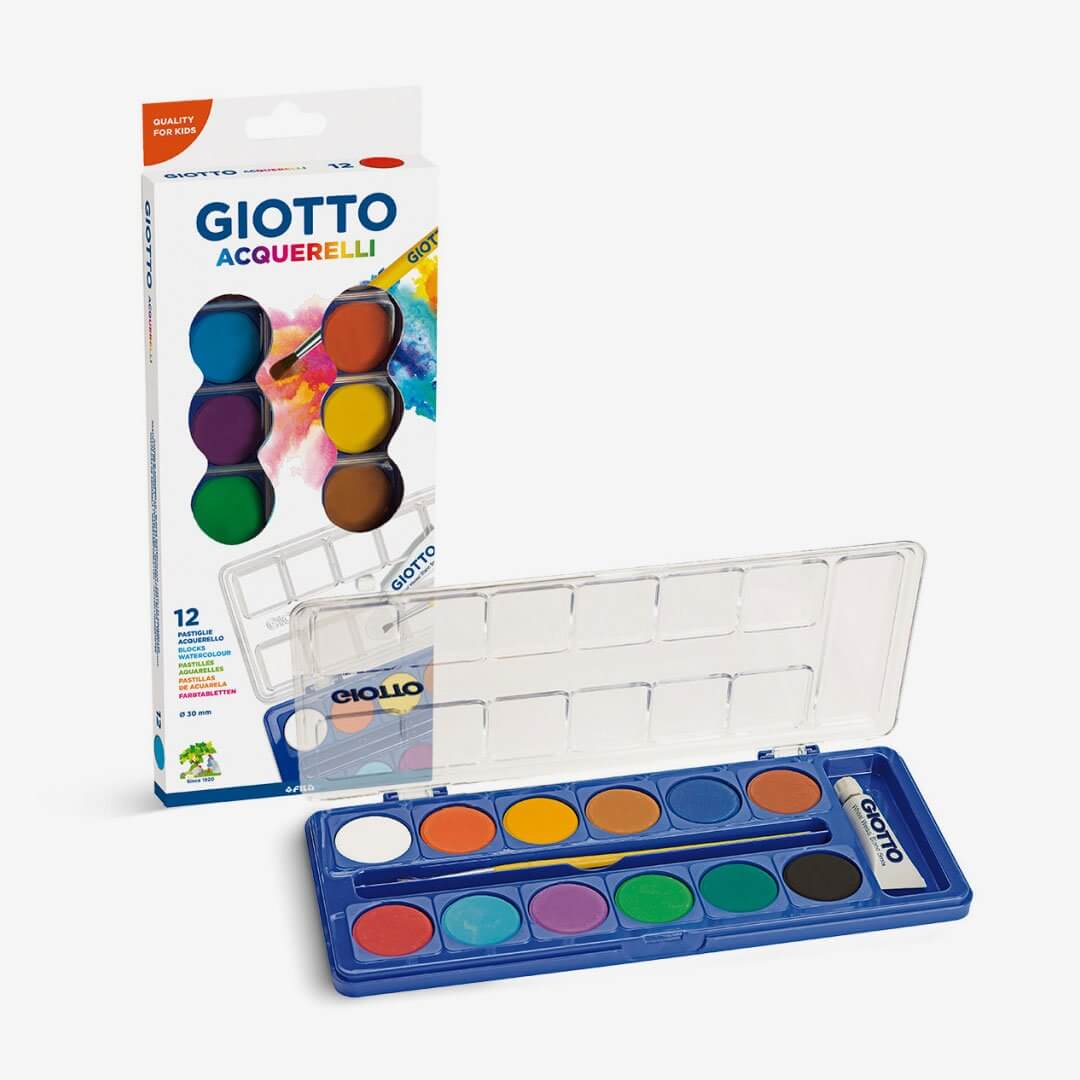 Giotto Blocks Watercolors Set Of 12Pcs