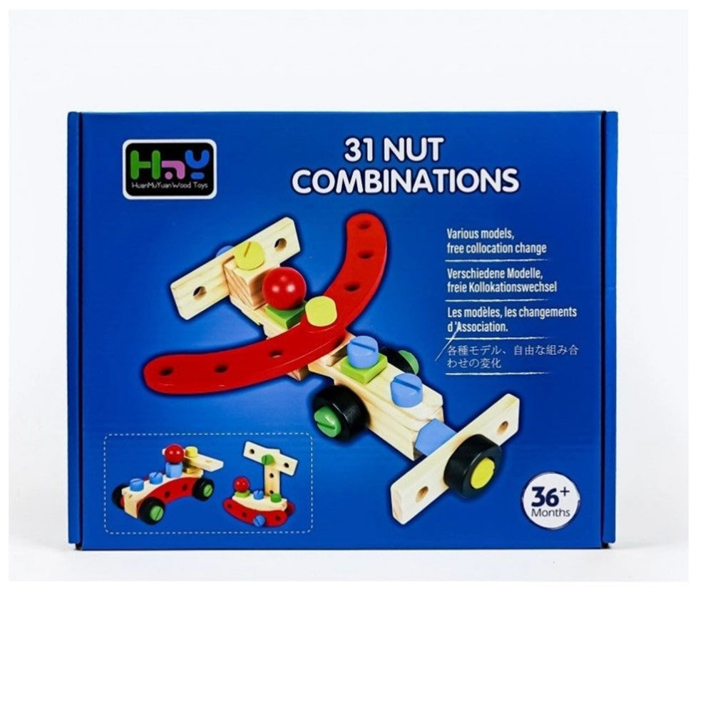 Wooden Toy, 31 Nut Combination Building Set