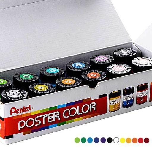 Pentel Poster Colors Paint Set 12 Colors 30ml - thestationerycompany.pk