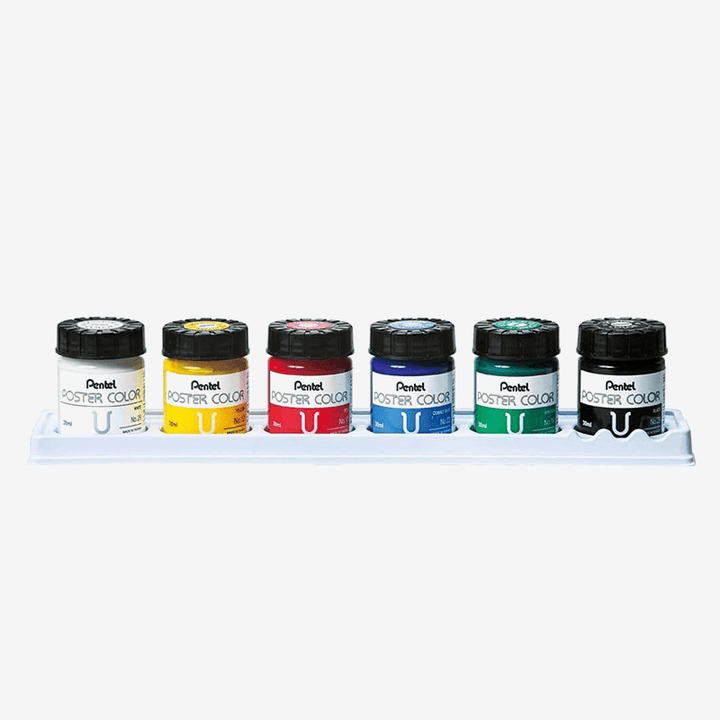 Pentel Poster Colors Paint Set 6 Colors 30ml - thestationerycompany.pk