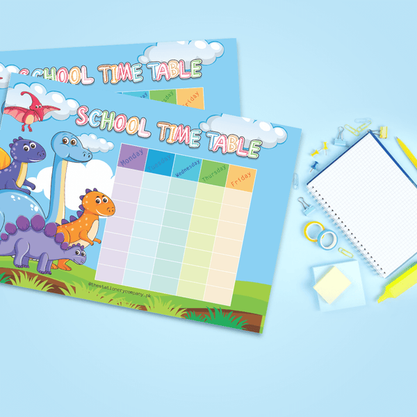 Cute Dinosaur School Time Table Planner